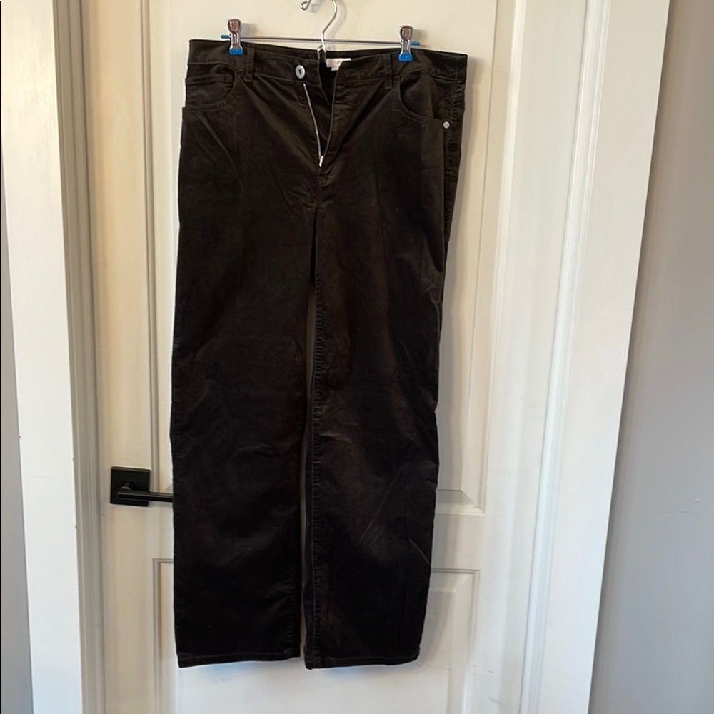 J Jill Women’s Brown Velvet Wide leg Pants Size 12
